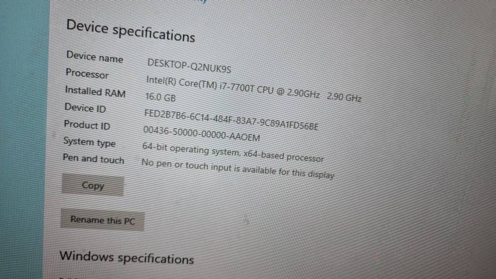 Pc mid gaming i7 7700t, gtx 1070, 16gb ram