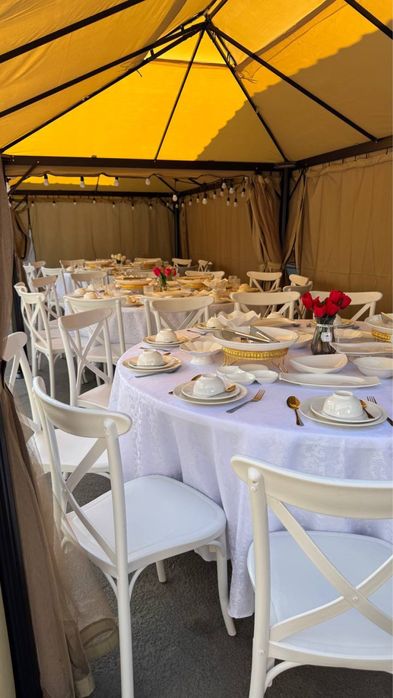 Аренда шатер, посуда, стол, стулья