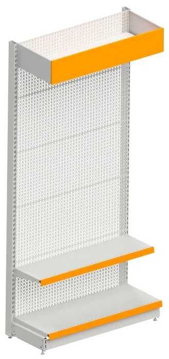 Крайстенен стелаж с перфориран гръб за закачане на куки и рафт