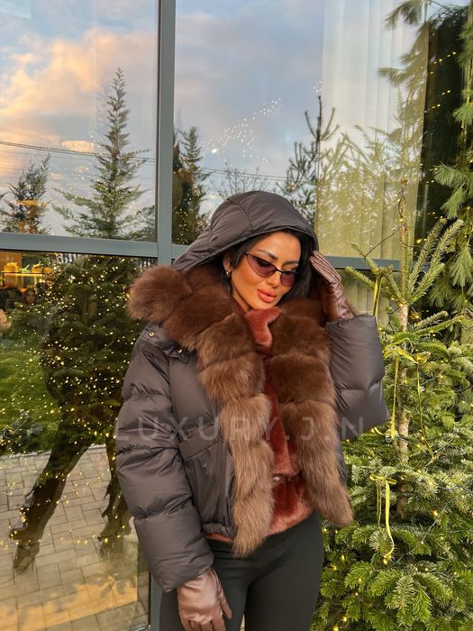 Geaca blana naturala detasabila, gluga