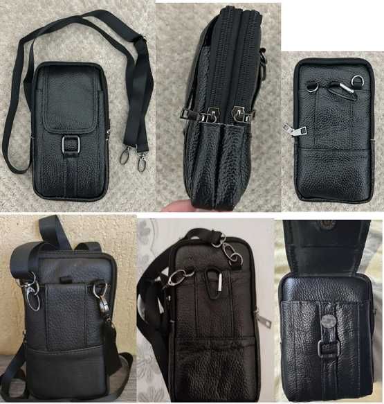 Малка кожена чанта унисекс 2бр