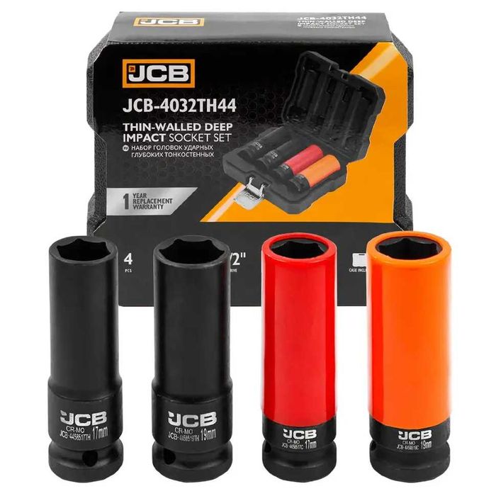 Професионални ударни вложки 1/2″ 17-19мм 4 броя JCB 4032TH44