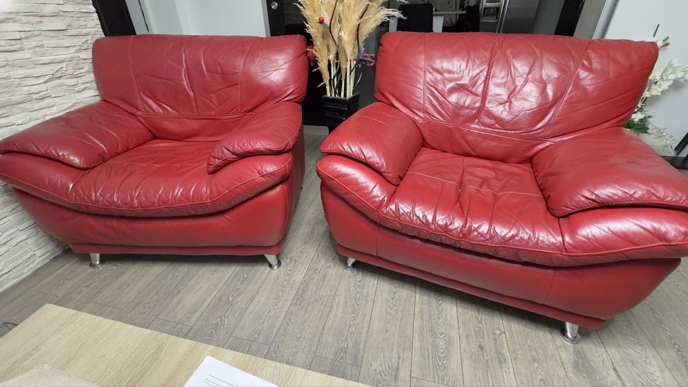 Canapele din piele naturala 3+1+1