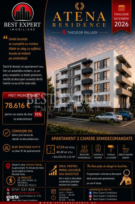 2 Camere Direct Dezvoltator | Parcare descoperita Bonus | Credit Ipote