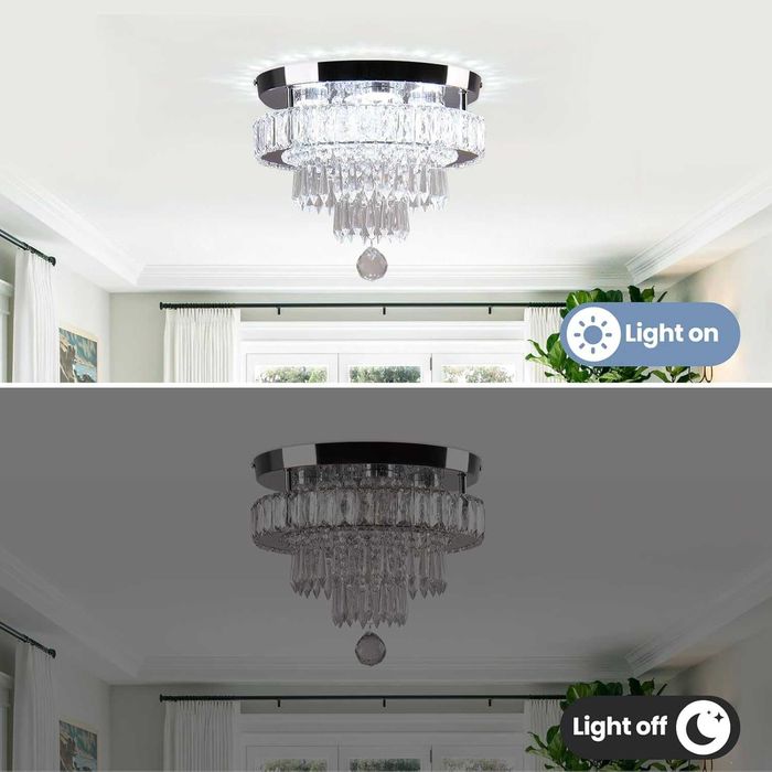 Candelabru led din cristal, 36W, diametru 30 cm, alb rece