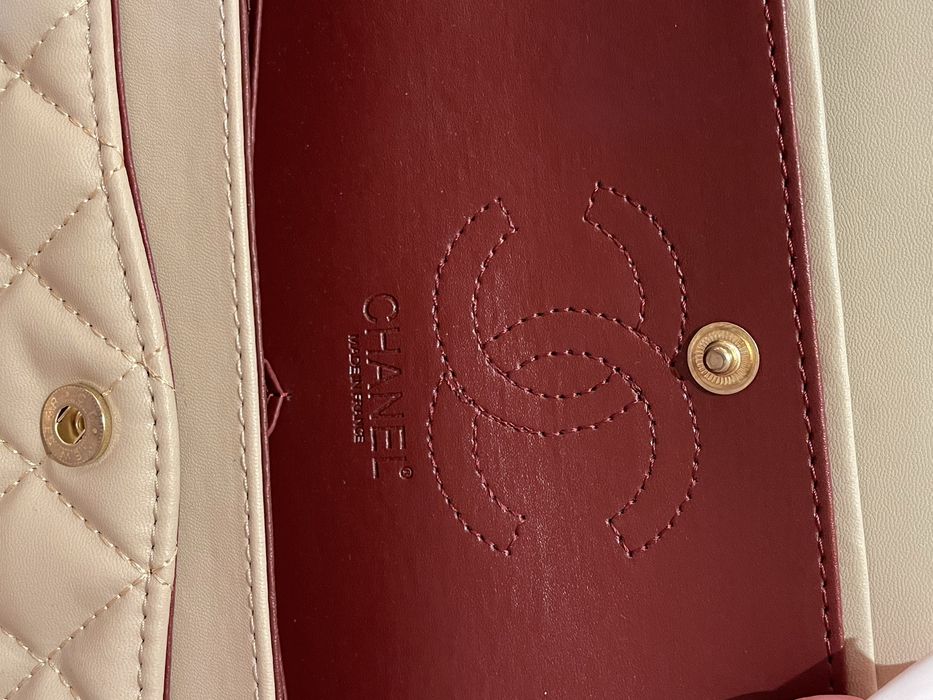 Geanta Chanel crem double flap 25x15x5 cm