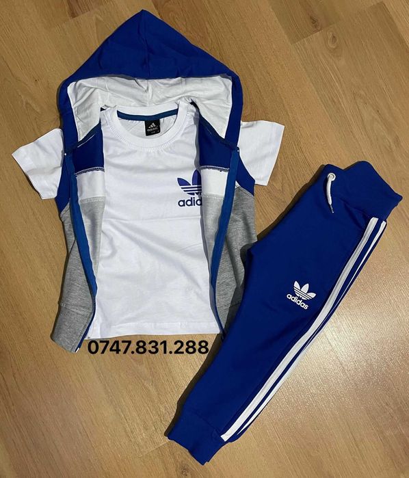 Trening Baieti ADIDAS din 3 Piese: Vesta,Pantaloni, Tricou,BUMBAC 100%