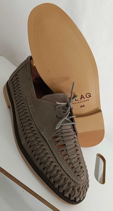 Pantofi derby 44 casual premium Blaq NOI piele naturala moale impletit