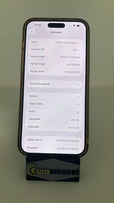 Telefon mobil Apple iPhone 15 Pro Max, 256GB, 5G -A-