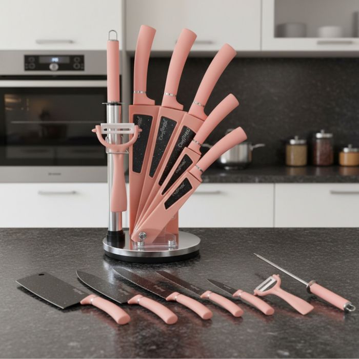 Комплект кухненски н о ж о в е 8 в 1 с въртяща се стойка Cheffinger за