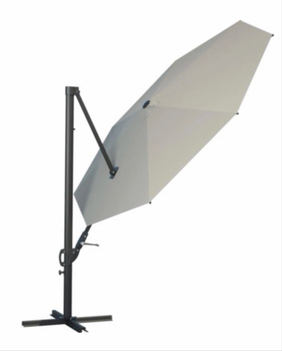 Umbrelă terasă suspendată  Ø 300 cm, ecru + 4 dale beton