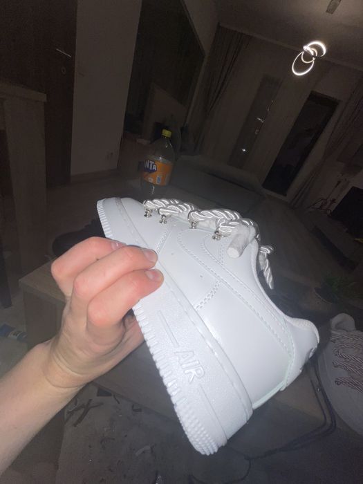 Air force rope laces cu dublu siret alb pe stoc