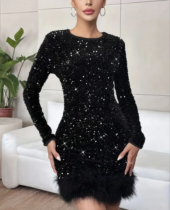 Дамска блестяща рокля с пайети