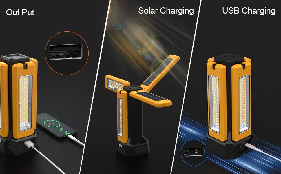 Къмпинг лампа 13200mAh акумулаторна соларна работна лампа IP64 8000 лу
