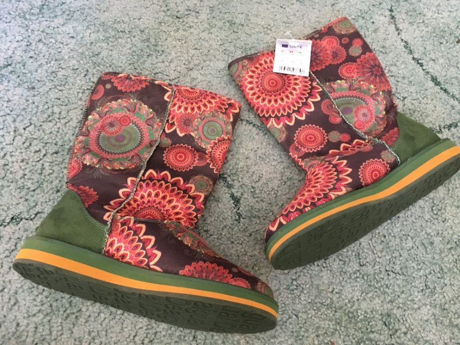 Нови ботуши Desigual 36 с етикет идея за подарък розово зелено