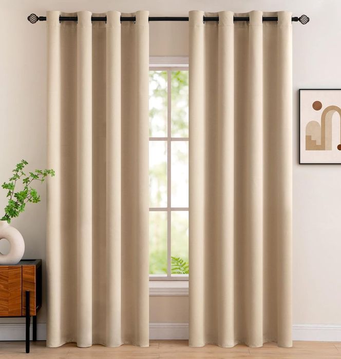 Draperii blackout MIULEE bej 117x228 set 2 buc cu inele