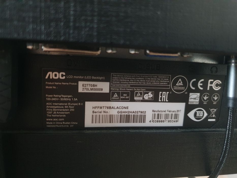 Monitor display FullHd AOC 27 inch E2770SH PROFESIONAL / Gaming