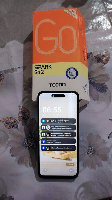 Продам телефон Tecno Spark Go 2 новый 1 месяц пользования 128гб