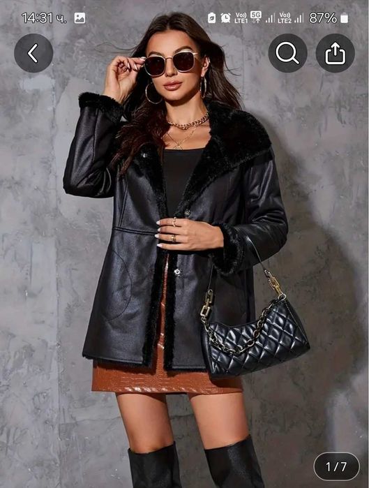 Дамско яке еко кожа ново L