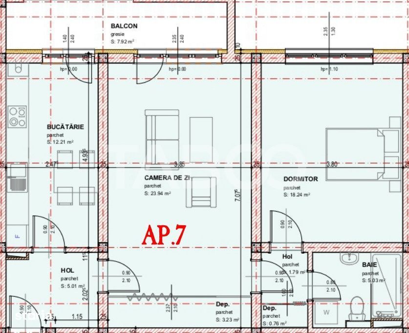 COMISION 0 - Apartament de vanzare 2 camere decomandate balcon 71 mpu