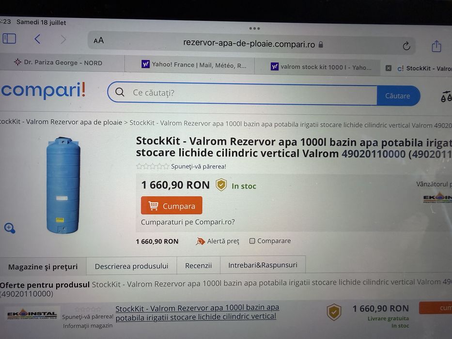 Rezervor apa Valrom 1000 litri