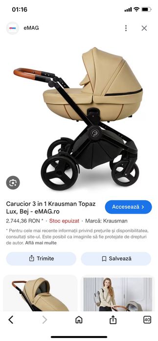 Carucior 3 in 1 Krausmann Topaz Beige