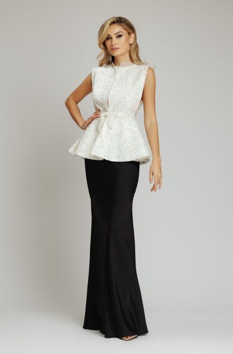 Vestă/Top paiete Concept a Trois, scurtă, cambrată, cu șiret în talie