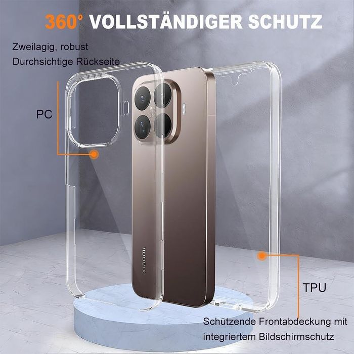 Прозрачен 360° градуса кейс за xiaomi 15t