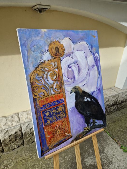 Прекрасна антикварна картина масло върху платно