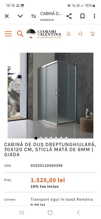 Vand cabină duș 70x120cm premium