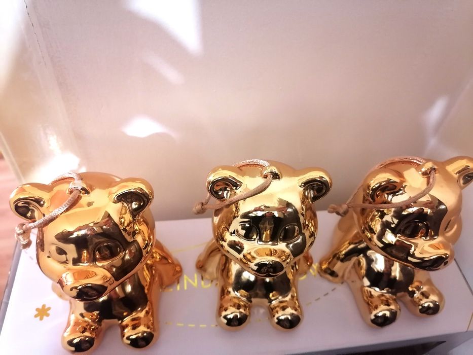 Уникални Дизайнерски Златни Коледни Мечета-LINDA FARROW