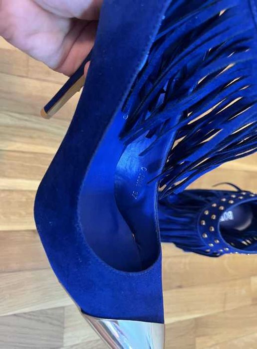 Pantofi Stiletto din imitatie de piele intoarsa, albastri, noi, 37