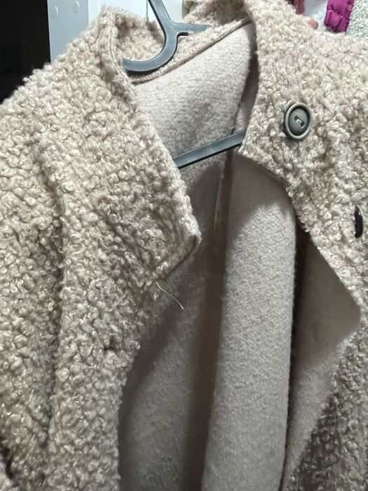 Вълнено Палто в бледо розово (пепел от рози) универсален размер