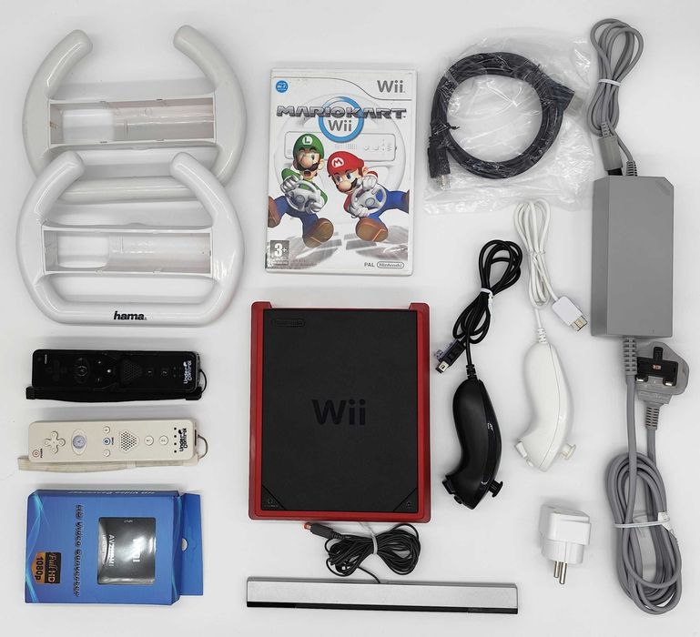 Пълен Комплект Nintendo Wii Mini за двама с Mario Kart и 2 воланa