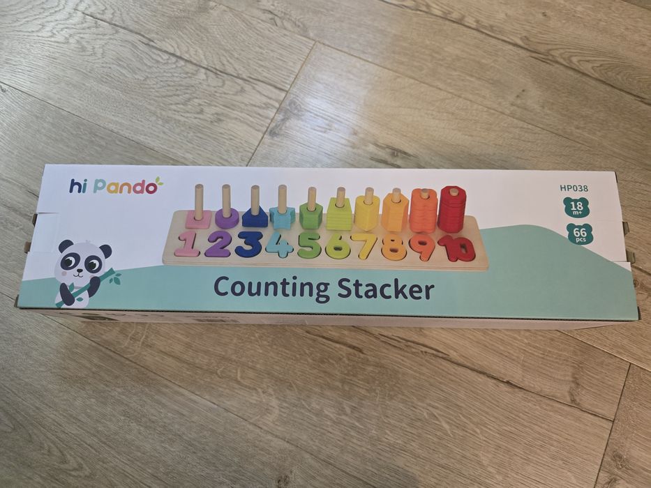 Жирафче Софи кула, дървена играчка с цифри, кубчета little dutch