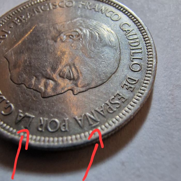 Francisco Franco 5 Pesetas 1957 Spania Foarte Rară Original