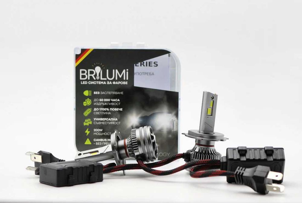 LED крушки за фарове BRILUMI ZENITH,CANBUS, H4, 200W, 6000K
