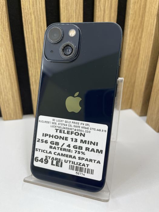 Iphone 13 Mini 256Gb 75% baterie Fisurat / Garantie / Factura #58774