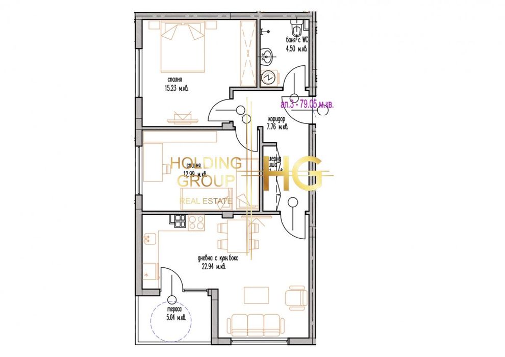 Продава се Тристаен апартамент в Варна, м-т Траката - 87 кв.м за 1199 €/кв.м - Снимка #2
