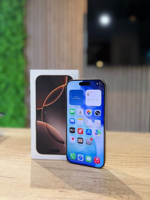 **ATSGSM.RO**iPhone 16 Pro 128Gb DESERT/Baterie93%/Fact+Gar 12 luni
