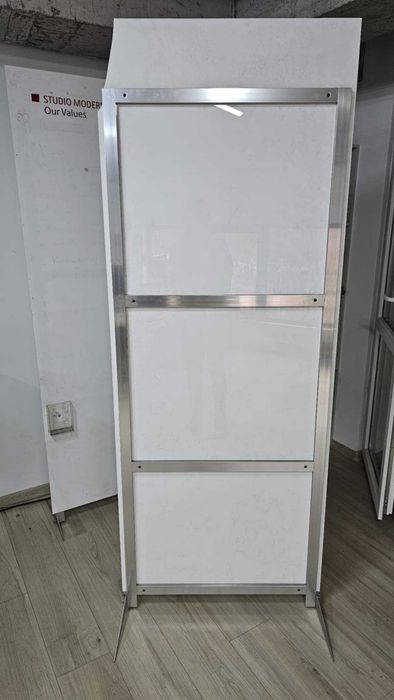 Бяла дъска със стойка, Размер 80х200 см, Поставка за маркери