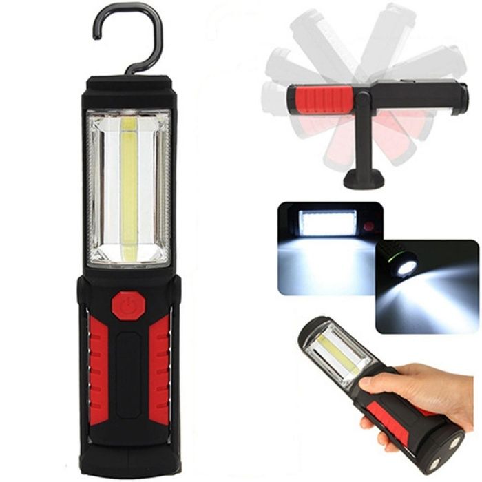 Презареждаща се работна лампа с мощна ЛЕД светлина, кука и магнити