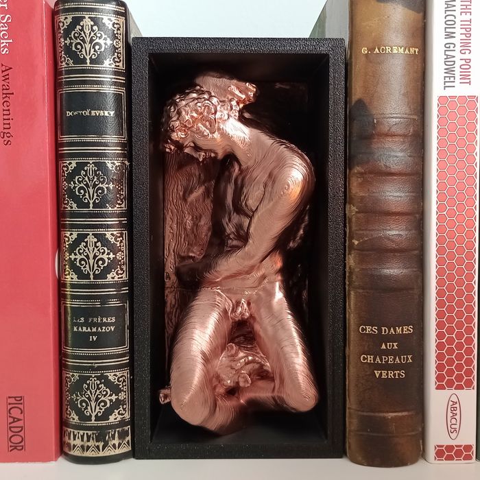 Adonis de Michelangelo, book nook, statuetă decor mitologic biblioteca