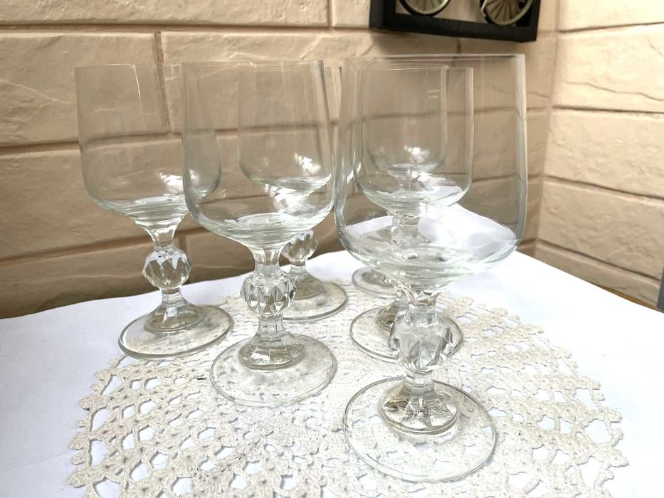 Красиви стари кристални тънкостенни чаши, 6 бр