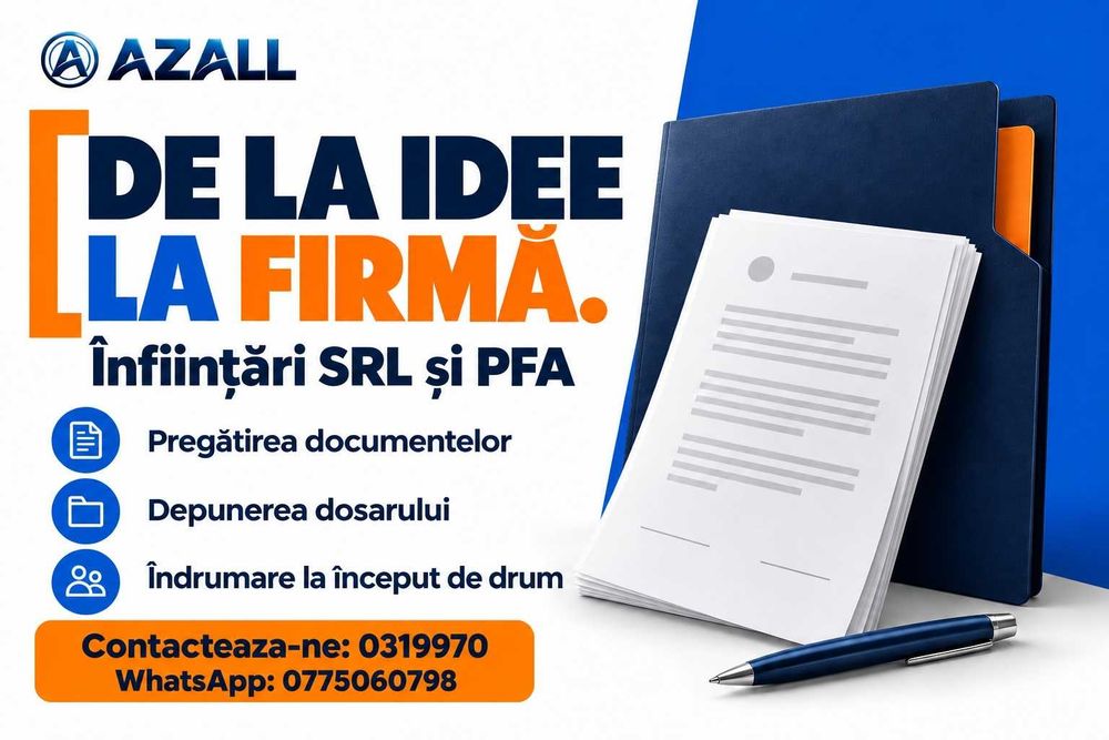 Infiintare si modificari SRL/PFA/ONG | Contabilitate completa | Gazduire Sediu Social | ONRC