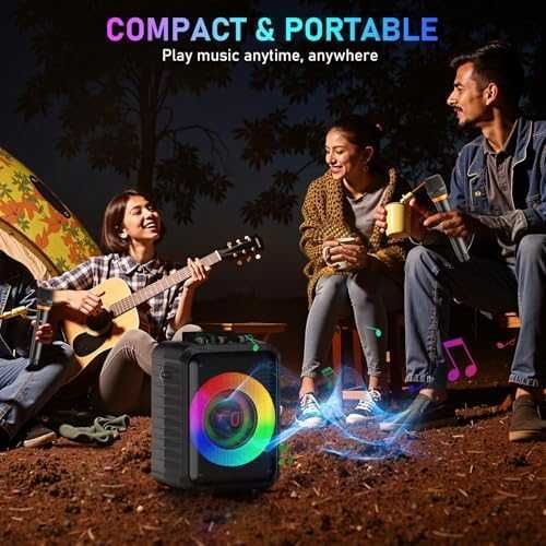 Нова домашна Караоке машина 30W + 2 безжични микрофона, Bluetooth 5.3