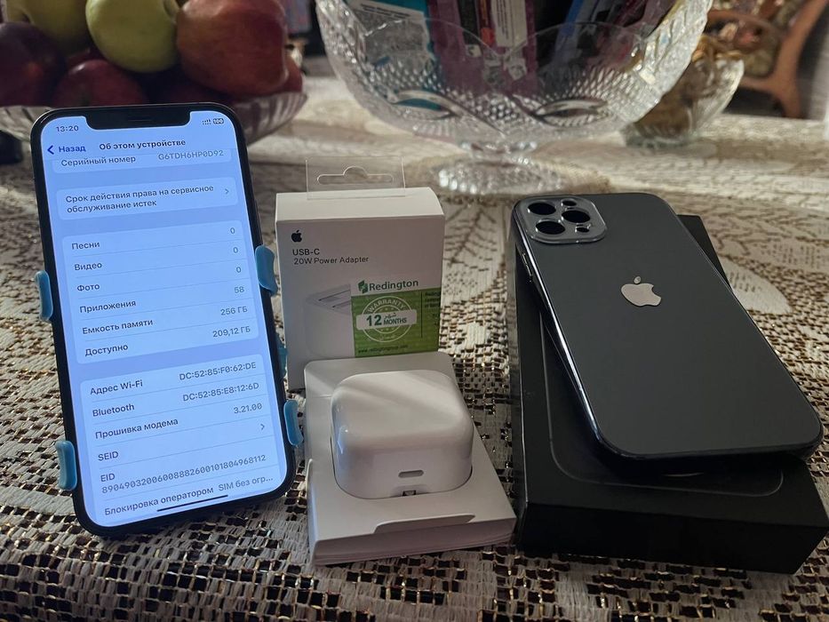 IPhone 12 Pro 
Graphit 
256 GB 
Yomkost 85% 
Region KHA
Orginal zaryad