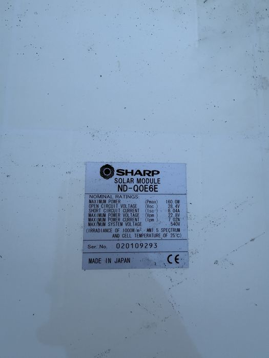 Panouri Solare 40 lei buc Fotovoltaice 250 buc 160w Sharp