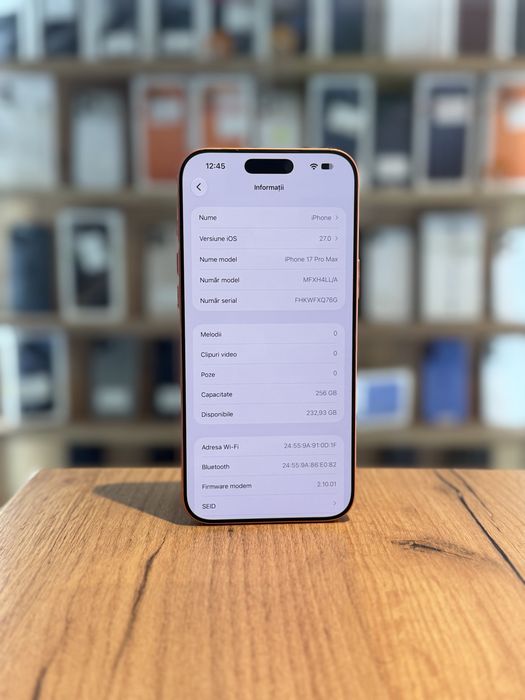 iPhone 17 Pro Max 256Gb Cosmic orange esim/Baterie100%/Garantie 12 luni @atsgsm.ro