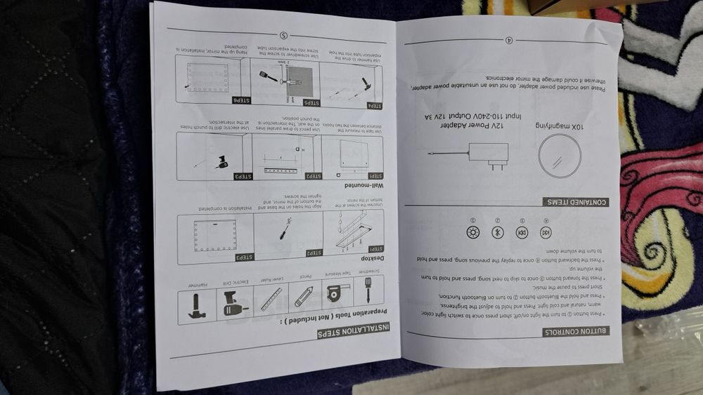 Oglinda baie cu dezaburire ceas si temperatura